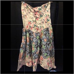 elegant strapless floral print dress